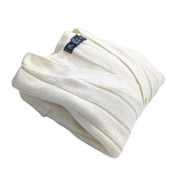 Vintage 80s TROY HILL Button Close Cream Letterman's Taylor Swift-like Cardigan - Picture 5 of 5